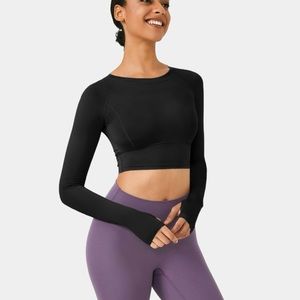 Halara Solid Long Sleeve, Thumb Hole, Yoga Crop Top